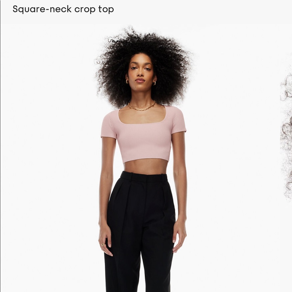 Aritzia Babaton Sculpt Knit Squarneck Top in Poetic Pink